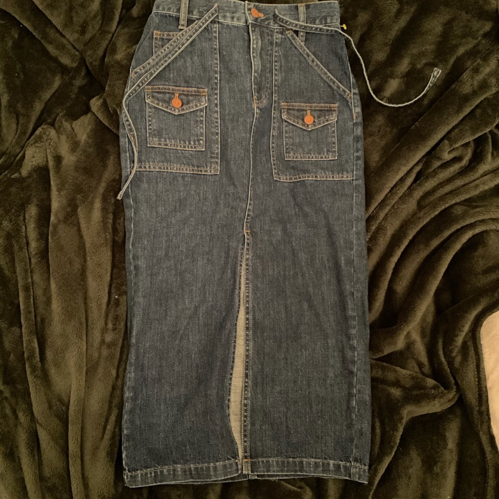 Madewell long jean skirt with slit